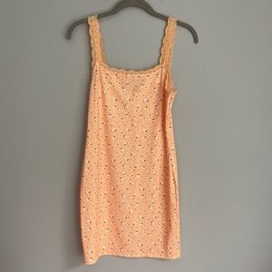 Forever 21 Orange Floral Ribbed Dress